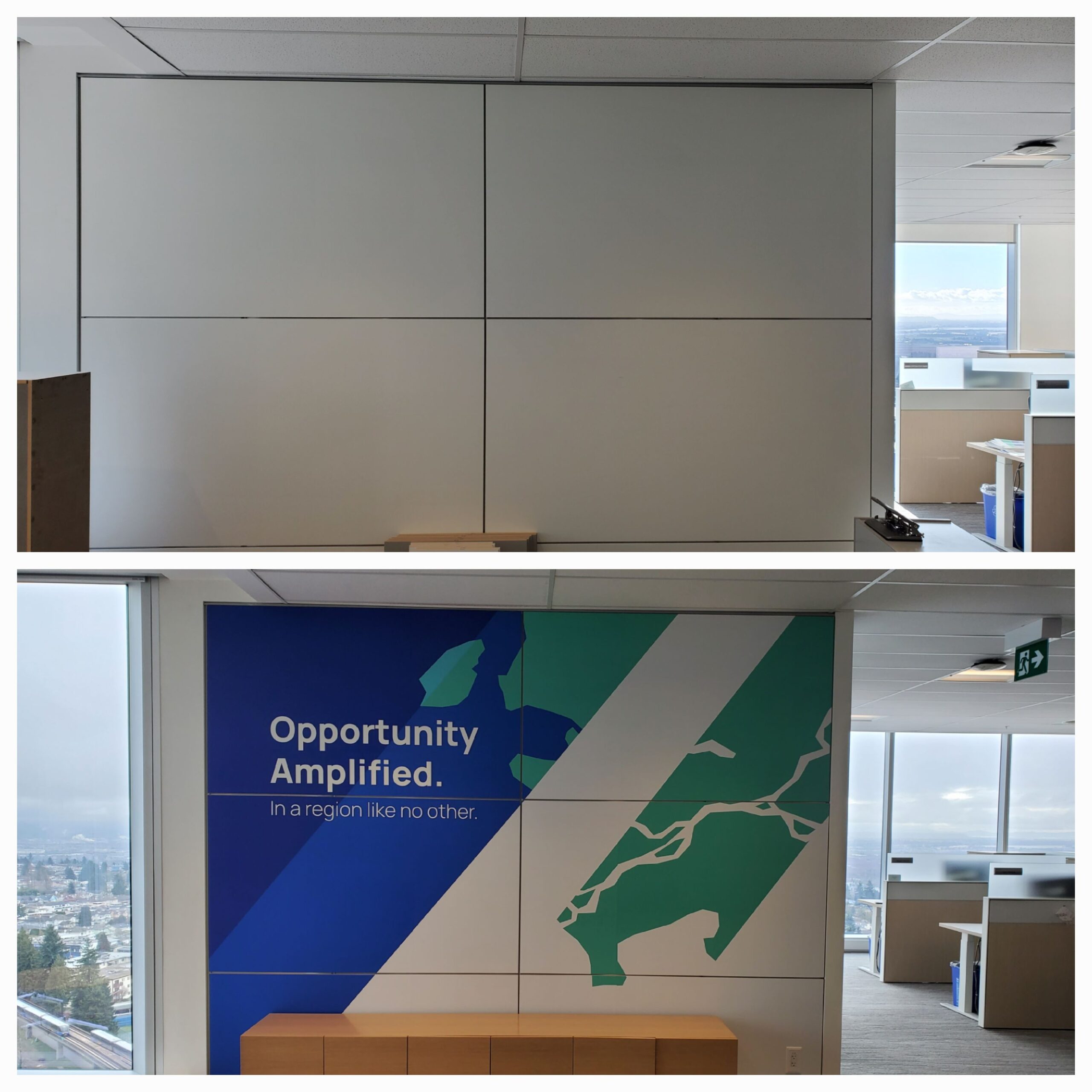 Custom Architectural printed wall mural - Before and After - OPP