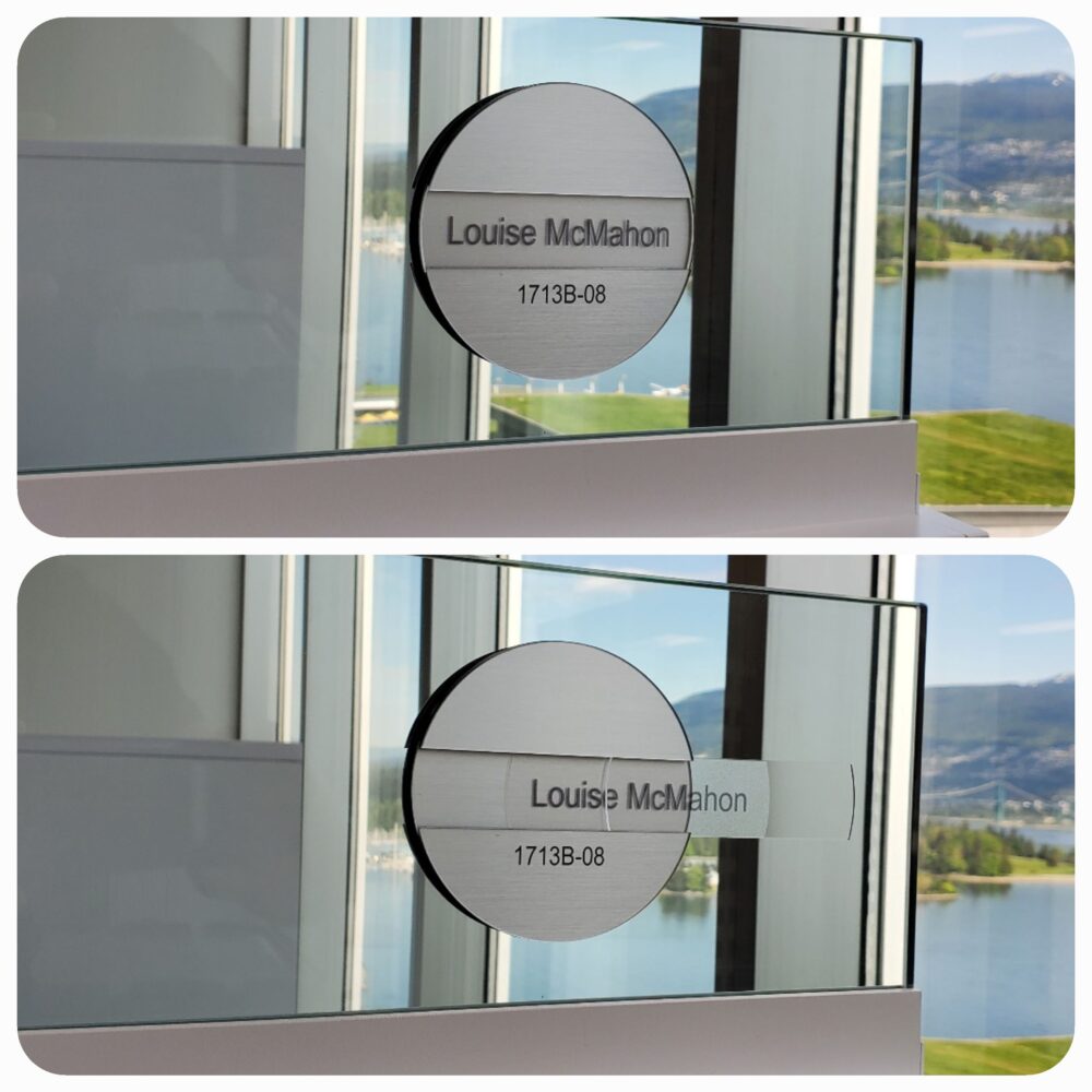 Changeable Custom Round Nameplate brushed aluminum acrylic nameplate SP