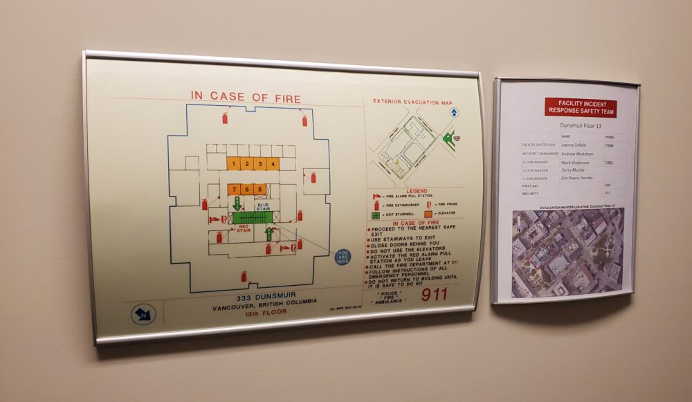 Changeable VSC300-17L Fire Evacuation Plan Holder install with Glo in the Dark photoluminescent insert